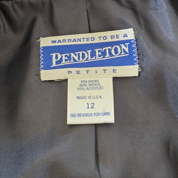 Pendleton Vintage Plaid Wool Blend Jacket Blue Green Black Sz 12 - Picture 3 of 3